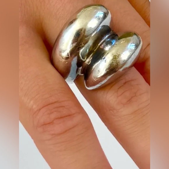 SALE- Vintage Modernist 925 Solid Sterling Silver 3D Ring “ James Avery VIBES” - Picture 1 of 7